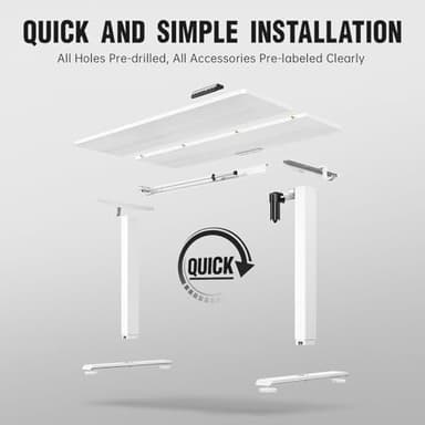 Veken 47.2 Inch Electric Standing Desk, Height Adjustable Sit Stand Up, Wood Desktop, Work Home Office Computer PC Desks, Gaming Writing Study Bedroom Rising Table, Tall Standup Workstation, White - Image 6