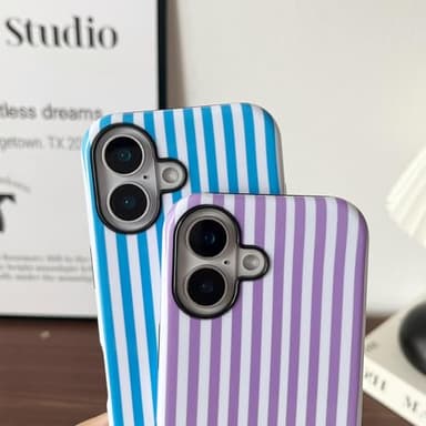 Longlayss Compatible with iPhone 16 Plus Case Cute Aesthetic Striped Phone Case for Women Girl Shockproof Slim TPU and Hard PC Protective Cover (Pink) - Image 9