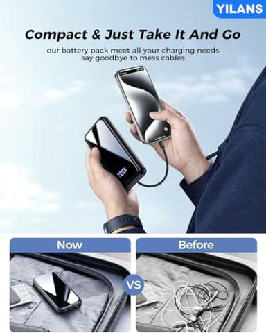 Portable Charger, 42800mAh Power Bank Built-in Cable, 22.5W PD USB C In & Out Fast Charging, External Battery Pack with 6 Output & 2 Input, Travel Phone Charger for iPhone 16/15/14/13/12, Android - Image 4