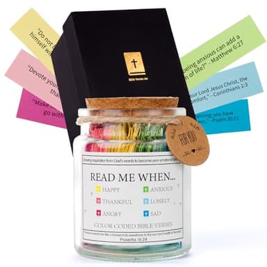 Read Me When Bible Verses Jar Religious Christian Gifts for Women Men, Christian Devotionals for Women Catholic Faith, Color Coded Bible Verses in a Jar, Inspirational Gifts for Women Religious (A) - Image 9
