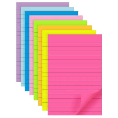(8 Pads) Lined Sticky Notes 4x6 in Post, 8 Colors Self Sticky Notes Pad Its, Bright Post Stickies Colorful Big Rectangular Sticky Notes for Office, Home, School, Meeting, 40 Sheets/pad - Image 1