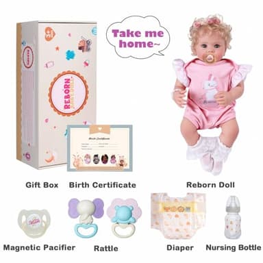 BABESIDE Reborn Baby Dolls Bettie - 17 Inch Soft Body Realistic Baby Doll Girl Lovely Awake Blond Curly Hair Girl Bebe Reborn de Silicona Real Life Baby Dolls with Gift Box for Kids Age 3+ Collectors - Image 7