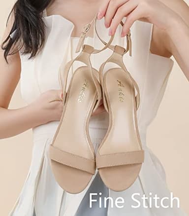 Ankis Nude White Black Women Sandals Gold Silver Comfortable Strappy Open Toe Sandals for Women Dressy Summer 1 Inch Low Block Clear Pink Taupe Heel Flat Adjustable Ankle Strap Wide Available Shoes - Image 3