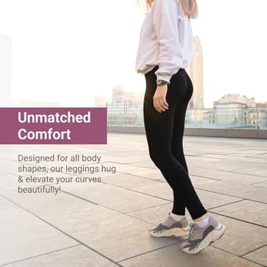 SATINA High Waisted Leggings for Women - Full Length Yoga Pants in One or Plus Size - Buttery Soft Fabric with Tummy Control, Gym Workout Black Leggings - Comfortable for Casual, Dressy or Sporty Wear - Image 2