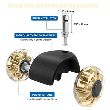 Office Chair Caster Wheels (Set of 5),Heavy-Duty Chair Wheels Support 2200lbs,Mute Rubber Chair Casters for Hardwood Floors and Carpet,2 Inch Universal Fit (Yellow) - Image 3