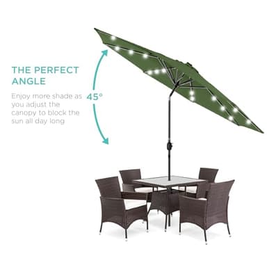 Best Choice Products 10ft Solar Polyester LED Lighted Patio Umbrella w/Tilt Adjustment and UV-Resistant Fabric - Fern - Image 2