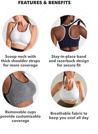 SHAPERMINT Sports Bras for Women - Workout Bras for Women, Plus Size Sports Bra, Workout Tops for Women High Support - Image 7