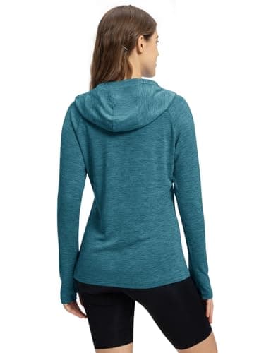 TBMPOY Womens UPF 50+ Sun Protection Hoodie Shirt Long Sleeve Fishing Hiking Outdoor UV Shirt Lightweight Blue M - Image 6