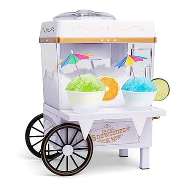 Nostalgia Snow Cone Shaved Ice Machine - Retro Table-Top Slushie Machine Makes 20 Icy Treats - Includes 2 Reusable Plastic Cups & Ice Scoop - White - Image 1