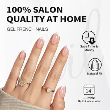 SHANGMENG White French Tip Press on Nails Short - Soft Gel Almond Press on Nails for Women Gift, Fit Perfectly & Natural Glue on Nails in 16 Sizes - 32 Reusable Fake Nails with Glue, French White - Image 2