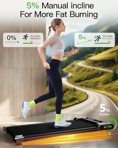 Walking Pad with Incline, Akluer Incline Treadmills for Home, 2.5 HP Under Desk Treadmill Small with Remote Control, Walking Pad Small Treadmill with LED Display - Image 3