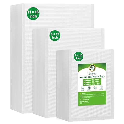 Syntus Vacuum Sealer Bags, 300 Gallon 11" x 16" and Quart 8" x 12" and Pint 6" x 10" Commercial Grade PreCut Bag, BPA Free Food Vac Bags for Storage, Meal Prep or Sous Vide - Image 1