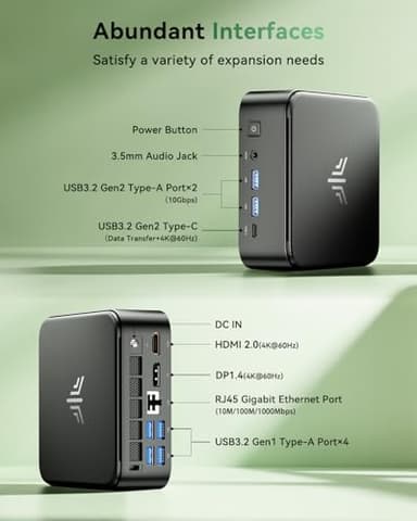 KAMRUI Mini PC, E3B 32GB RAM 512GB SSD Mini Gaming Computers AMD Ryzen 5 7430U Micro Desktop Computer (Max 4.3GHz,6C/12T, Beat 5650U), Small PC Support WiFi 6, BT5.2, Triple Display for Office Home - Image 9