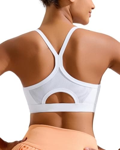 RUNNING GIRL White Sports Bras for Women,Y Back Molded Cup High Impact Sports Bras for Women Large Bust(3057_White_L) - Image 1
