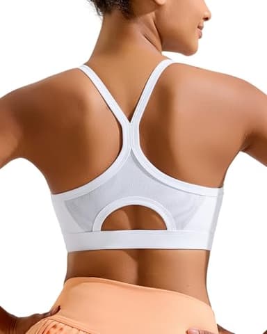 RUNNING GIRL White Sports Bras for Women,Y Back Molded Cup High Impact Sports Bras for Women Large Bust(3057_White_L) - Image 1