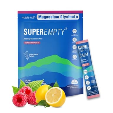Superempty Powdered Drink Mix Calm,Adaptogenic Drink Mix Calm, Raspberry Lemonade Drink Calm,L-Theanine, Ashwagandha, Magnesium Glycinate, Vitamin - Image 1