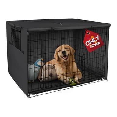 Explore Land Dog Crate Cover Heavy Duty Polyester Pet Kennel Sunshade Universal Fit for 48 inches Wire Cage (Black) - Image 1