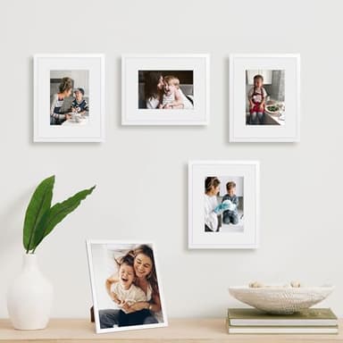 Lavezee 8x10 White Picture Frame Set of 10, Bulk Collage Frames for Photos 5x7 with Mat or 8x10 without Mat, Table Top and Wall Mounting Decor - Image 2