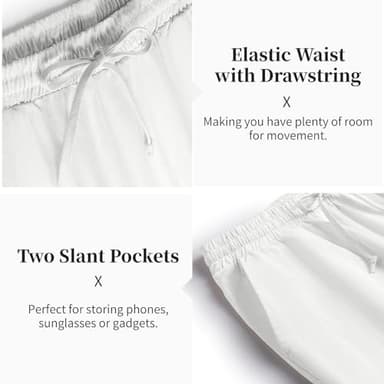 COOFANDY Men's 2 Pieces Cotton Linen Set White Henley Shirt Short Sleeve and Casual Beach Pants Summer Yoga Outfits - Image 6