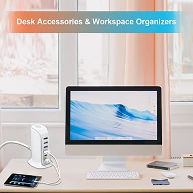 USB Charger Upoy, Charging Station for Multiple Devices 45W, Fast Charging Blocks with Dual Type C Ports, USB Charging Hub Organizer Multiport for iPhone, Ipad, Kindle, Travel Accessories - Image 4