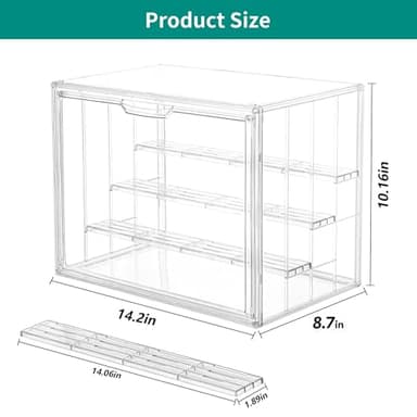 Attelite Acrylic Display Case,Upgrade 4 Tiers Clear Display Case with 3 Adjustable Divider, 2 Pack Stackable Large Storage Box with Magnetic Door for Collectibles Action Figures - Image 2