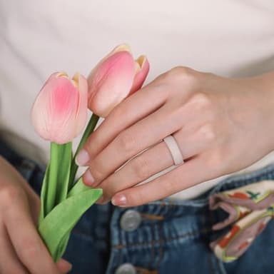 Egnaro Women’s Silicone Engagement Rings, Inner Arc Ergonomic Breathable Design with half sizes, Rubber Wedding Bands，5.5mm Wide-2mm Thick - Image 4