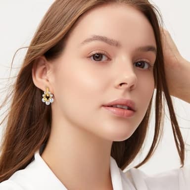 YAMI Gold Earrings for Women, 14K Gold Plated Lightweight Pearl Drop Earrings, Hypoallergenic Jewelry Gifts for Her(C3) - Image 4