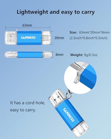 SANKESU USB C Flash Drive 256GB Thumb Drive for Android Phone USB 3.1 Type-A & Type-C Dual OTG Photo Storage Memory Stick Compatible with PC Laptop Macs Smartphone Tablet - Image 7
