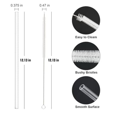 10 Pcs Replacement Straw for Stanley Cup 40 oz 30 oz 64 oz Tumbler, Dishwasher Safe Clear Reusable long Straws with Cleaning Brush for Stanley Adventure Tumbler Accessories - Image 3