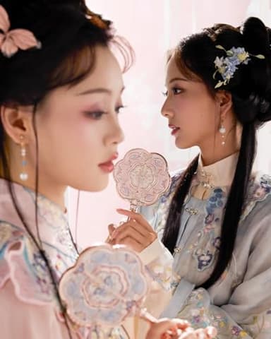 Flower Knows Butterfly Cloud Collar Hand Mirror,Vintage Chinese Round Fan Design,Fancy & Pretty Princess Handheld Mirror with Long Handle,Gift for Girls & Women(Lotus Pink) - Image 6