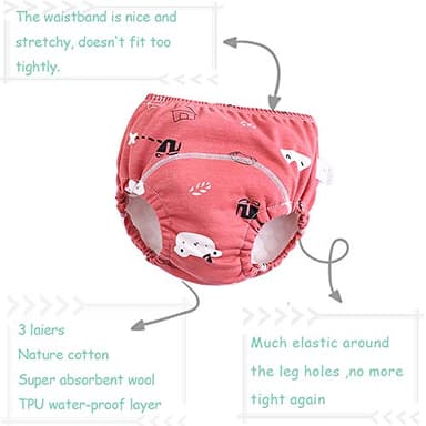 U0U Baby Girls'4 Pack Cotton Training Pants Toddler Potty Training Underwear for Boys and Girls Pink 2T - Image 5