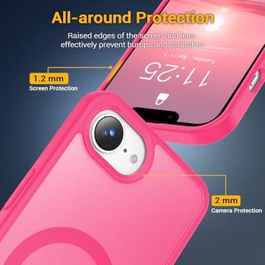Temdan for iPhone 16e Case, Compatible with Magsafe, Anti-Yellowing, Military-Grade Protection, Shockproof Slim Magnetic Phone Case Cover, Rose Red - Image 6
