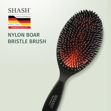 Since 1869 Hand Made In Germany - Nylon Boar Bristle Brush Suitable For Normal to Thick Hair - Gently Detangles, No Pulling or Split Ends - Softens and Improves Texture, Stimulates Scalp (Large) - Image 8