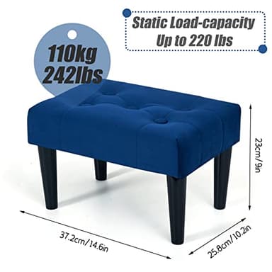 BRIAN & DANY Foot Stools Ottoman, Velvet Small Foot Stool with Legs, Rectangle Ottoman Foot Rest for Couch, Footstools and Ottomans Small for Living Room and Bedroom (Blue) - Image 3