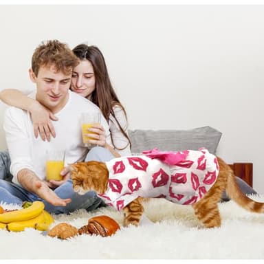 Dog Dress S, Cute White Pet Dress with Red Lip and Pink Bow, Stylish Pet Outfit for 6-7 lbs Dogs and Cats, Romantic Holiday Clothing - Image 4