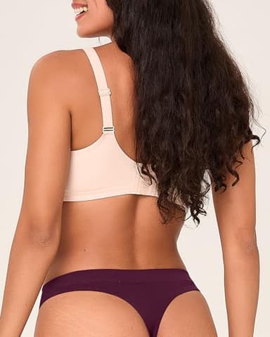 BAMBOO COOL Women's Thongs Seamless Moisture-Wicking Breathable Underwear High Stretchy Mid Waisted Panties Tagless 6 Pack - Image 2