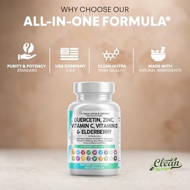 Clean Nutraceuticals Quercetin Zinc Vitamin C Vitamin D Bromelain Elderberry - Lung Immune Support Supplement Adults with Artemisinin, Sea Moss, Echinacea, Allergy Relief - Image 7