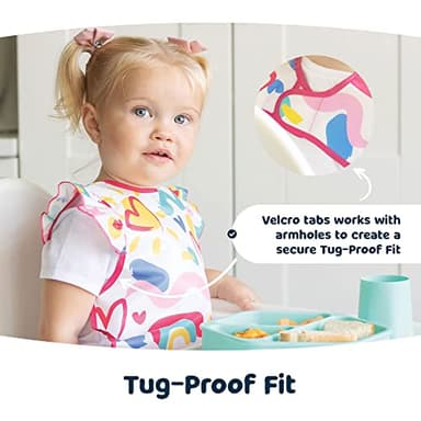 Tiny Twinkle Mess Proof Baby Bib - Waterproof & Lightweight Baby-Led Weaning Apron | 100% Recycled Polyester, Easy Clean & Machine Washable (Flutter, Small 6-24 Months) - Image 6