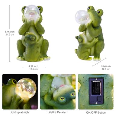 Goodeco Solar Frog Garden Statue - Outdoor Frog Decor with Solar LED Lights for Frog Lovers and Garden Enthusiasts - Ideal Gifts for Mom & Birthdays - Image 4