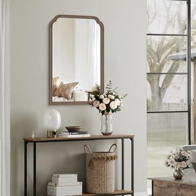 WallBeyond Wooden Framed Wall Mirror, Natural Wood Bathroom Vanity Mirror for Entryway, Living Room or Bedroom Home Decor Vertical or Horizontal Hanging [24" x 36" Walnut Color] - Image 3