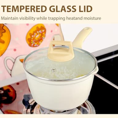 Romswi 23pcs Pots and Pans Set Non Stick, Kitchen Cookware Set with Casserole, Frying & Saucepans, Oven Safe & Stovetop Agnostic Non Toxic Cookware(Gas, Electric & Induction) - White - Image 6