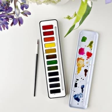 Watercolor Workbook,Beginner-Friendly W atercolor Workbook,12 Colors Watercolor Paint Set with Paint Brush,Art Crafts Painting Supplies,Beginner-Friendly Watercolor Painting Kit ((Flowers)) - Image 7