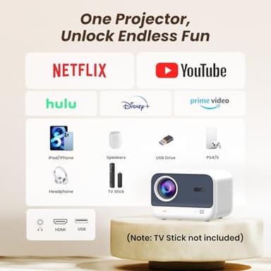 [Sound by JBL & Seamless Autofocus] Yaber 1080P Projector with WiFi 6 and Bluetooth, Portable Outdoor Movie Projector, Home Theater Projector for iPhone/TV Stick/HDMI/USB/Laptop/PS5-Gray - Image 7