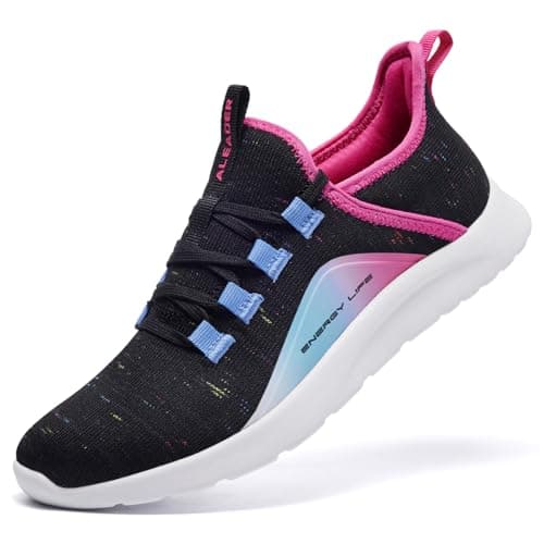 ALEADER Energycloud Womens Walking Shoes Slip Ins Sneakers Tennis Running Breathable Hands Free Casual Black Silver Metallic Size 8.5 US - Image 1