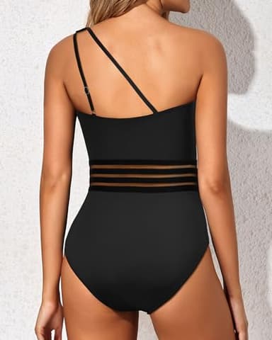 Holipick One Shoulder One Piece Swimsuit for Women Tummy Control Bathing Suits Modest Full Coverage Keyhole Swimwear - Image 3