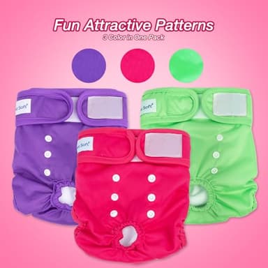 Pet Soft Washable Female Diapers (3 Pack) Female Dog Diapers, Comfort Reusable Doggy Diaper for Girl Dog in Period Heat (Classy, L) - Image 5