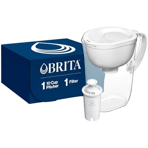 Brita Large Water Filter Pitcher for Tap and Drinking Water with SmartLight Change Indicator, Includes 1 Standard Filter, BPA-Free, Lasts 2 Months, 10-Cup Capacity, Bright White - Image 1