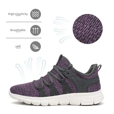 INZCOU Running Shoes Lightweight Tennis Shoes Non Slip Workout Shoes Gray Purple Breathable Mesh Walking Sneakers 8women / 7men - Image 4