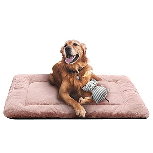 Dog Beds Crate Pad for Large Dogs Ultra Soft Dog Crate Bed Washable & Anti-Slip Kennel Pad for Dogs Cozy Sleeping Mat,Pink 42inch - Image 1