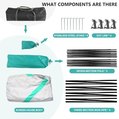 GREGIN Screen House Room 11x11 Ft Mesh Net Tent Canopy Shelter Gazebo, Easy Setup & Waterproof & Sunshade, Suitable for Camping Trip, Backyard, Beach, Picnic - Blue - Image 9